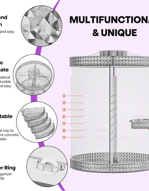 Load image into Gallery viewer, 360 Degree Rotating Makeup Organizer, Extra Large Capacity Cosmetic Storage Unit, Removable DIY 7 Layers Skincare Organizer, Acrylic Beauty Perfume Organizer for Vanity Countertop (Gray)
