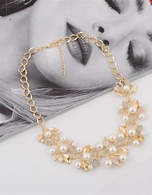 Load image into Gallery viewer, Simulated Pearl Necklaces &amp; Pendants Leaves Statement Necklace Women Collares Ethnic Jewelry for Gifts
