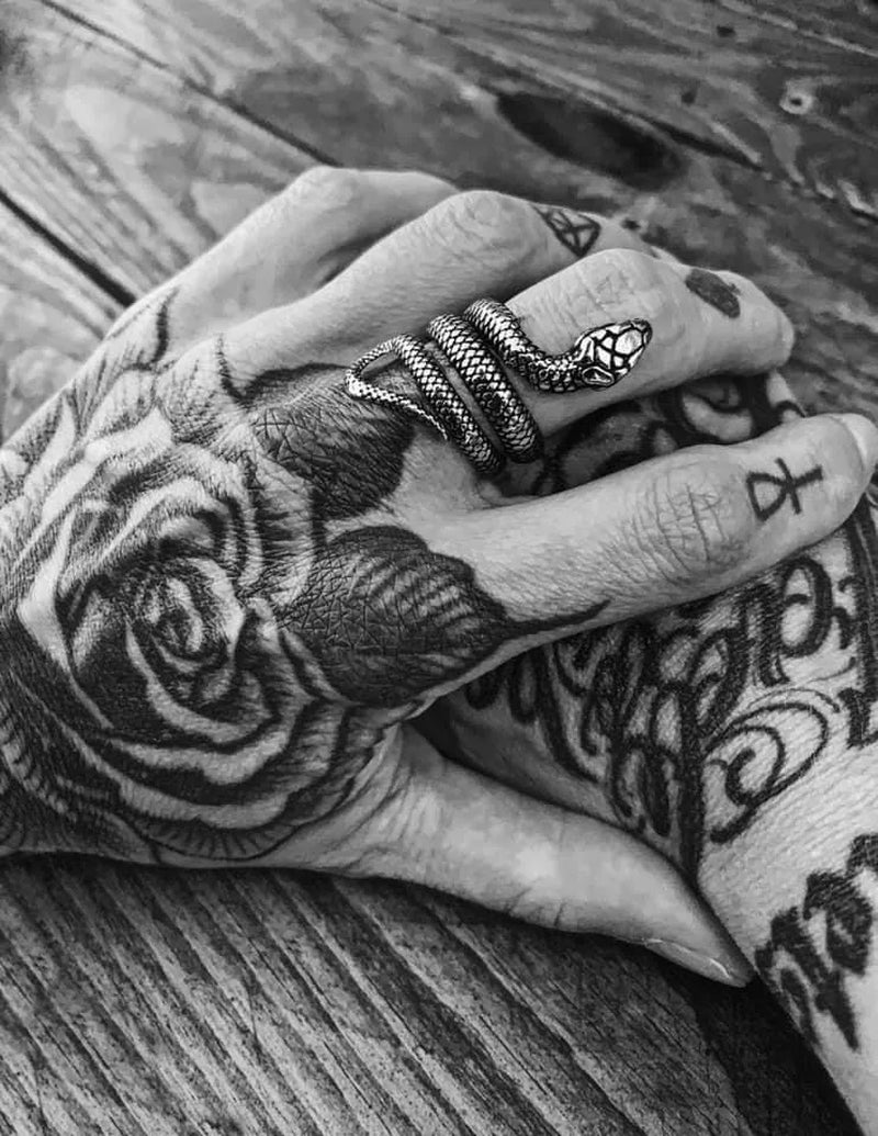 Stainless Steel Snake Ring Retro Vintage Serpent Unisex Biker Punk Ring Size 5-13