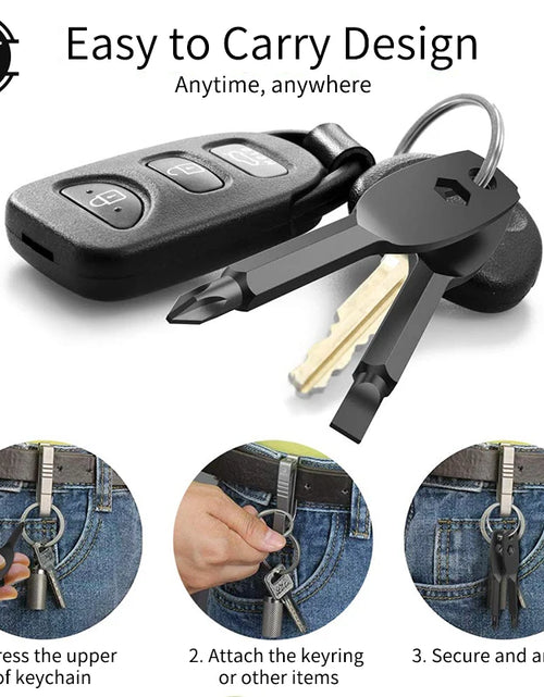 Load image into Gallery viewer, 1 Set Stainless Steel Mini EDC Multifunction Screwdriver Key Shape Slotted/Cross Screwdrivers Keychain Pocket Repair Tool
