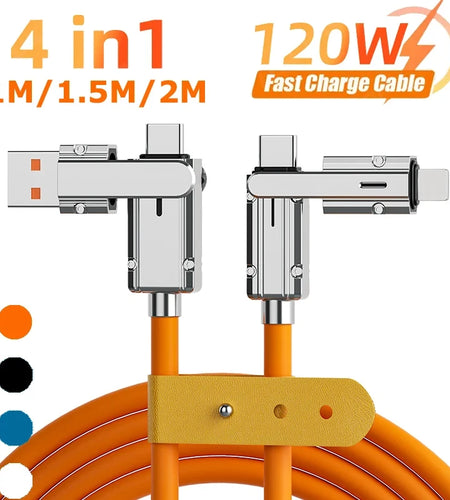 4 in 1 120W USB Type C to Type C IOS Cable 3 in 1 PD 100W Fast Charging Data Cable for Iphone 11 12 13 14 15 Pro Max Samsung S24