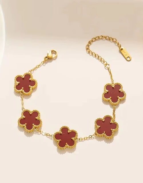 Load image into Gallery viewer, 1Pc Stainless Steel New Plant Clover Adjustable Bracelet for Women, Hot Selling Five Leaf Flower Shell Acrylic Bracelet Jewelry
