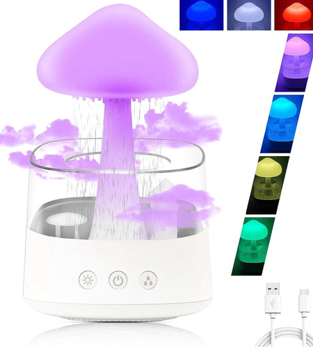 Humidifiers for Bedroom 7 Color Cloud Humidifier Rain Drop for Sleeping Relaxing Aromatherapy Essential Oil Diffuser, White