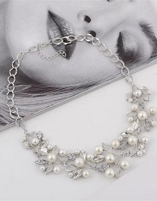 Load image into Gallery viewer, Simulated Pearl Necklaces &amp; Pendants Leaves Statement Necklace Women Collares Ethnic Jewelry for Gifts
