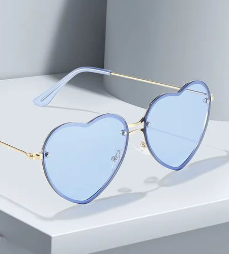 Heart Shaped Sunglasses Metal Women Brand Designer Fashion Rimless LOVE Clear Ocean Lenses Sun Glasses Oculos UV400