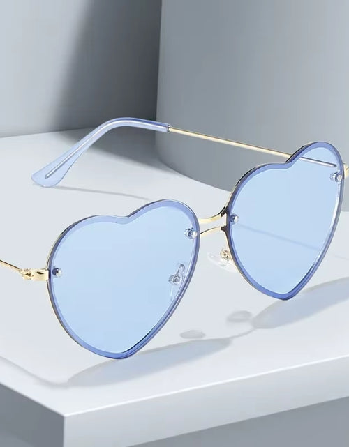 Load image into Gallery viewer, Heart Shaped Sunglasses Metal Women Brand Designer Fashion Rimless LOVE Clear Ocean Lenses Sun Glasses Oculos UV400
