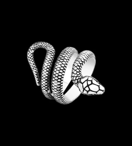 Stainless Steel Snake Ring Retro Vintage Serpent Unisex Biker Punk Ring Size 5-13