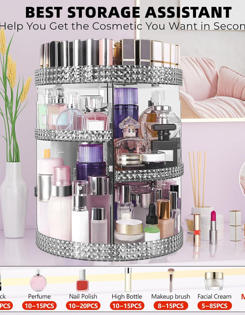 Load image into Gallery viewer, 360 Degree Rotating Makeup Organizer, Extra Large Capacity Cosmetic Storage Unit, Removable DIY 7 Layers Skincare Organizer, Acrylic Beauty Perfume Organizer for Vanity Countertop (Gray)
