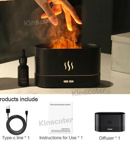 Aroma Diffuser Air Humidifier Ultrasonic Cool Mist Maker Fogger Led Essential Oil Flame Lamp Difusor