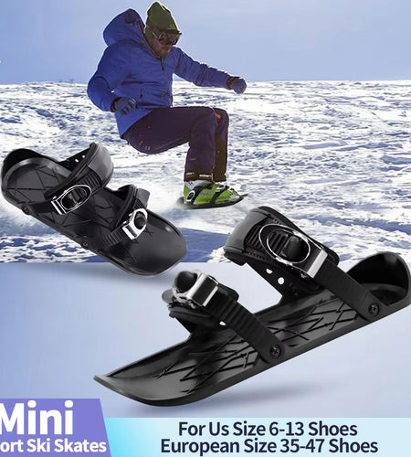 Mini Short Ski Skates Snowboard Boots Ski Boards Adjuatable Short Skating Ski Shoes for Winter Outdoor Sports for Adult Male