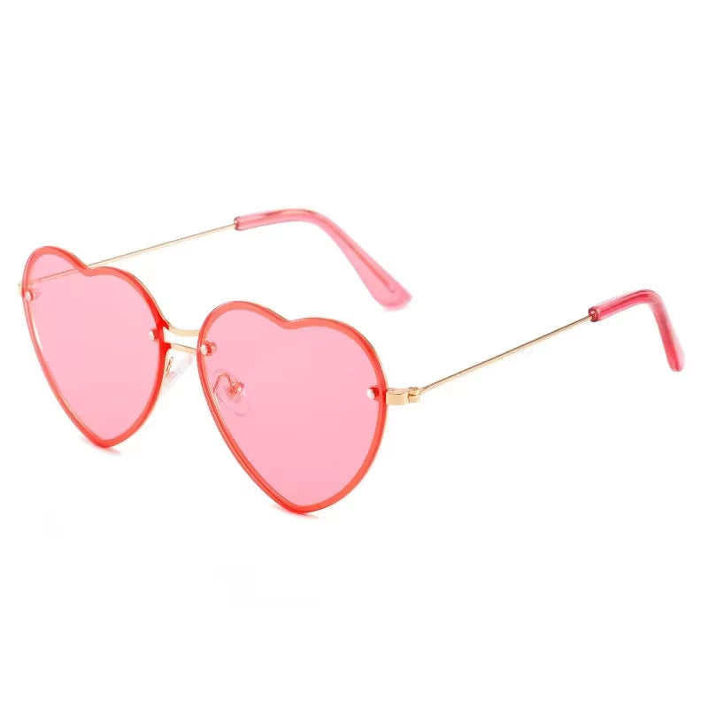 Heart Shaped Sunglasses Metal Women Brand Designer Fashion Rimless LOVE Clear Ocean Lenses Sun Glasses Oculos UV400