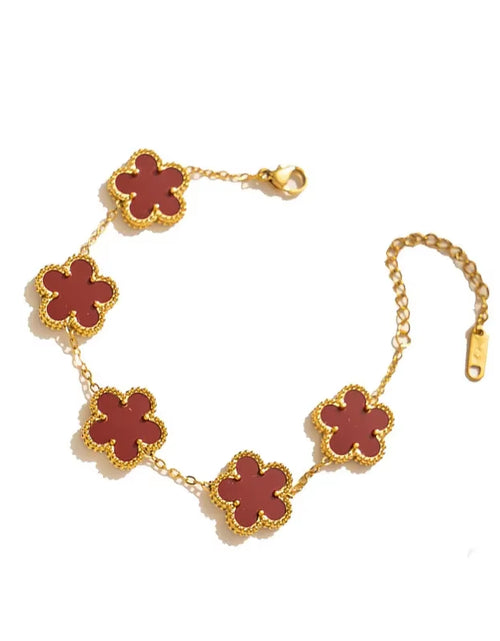 Load image into Gallery viewer, 1Pc Stainless Steel New Plant Clover Adjustable Bracelet for Women, Hot Selling Five Leaf Flower Shell Acrylic Bracelet Jewelry
