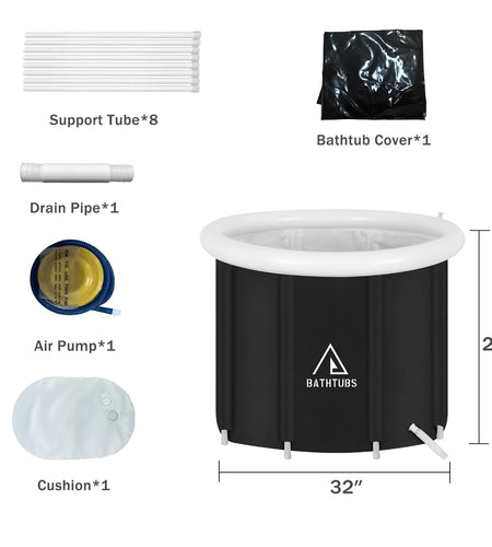 Ice Bath Tub for Athletes, Portable Ice Bath at Home, Inflatable Cold Plunge Tub for Adults, Large Ice Bathtub Outdoor, Recovery Cold Bath with Cover and Lid