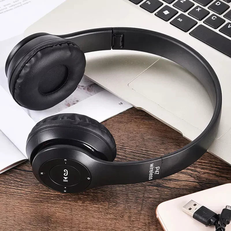 Wireless Bluetooth 5.0 Over-Ear Headphones with FM Radio, MIC & Foldable Design – Supports TF Card