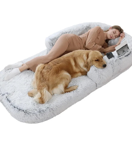 Human Dog Bed, 74"X43"X9" Dog Beds for Large Dogs, Foldable Plush Washable Dog Beds