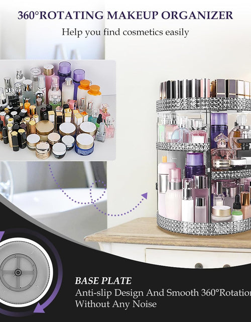 Load image into Gallery viewer, 360 Degree Rotating Makeup Organizer, Extra Large Capacity Cosmetic Storage Unit, Removable DIY 7 Layers Skincare Organizer, Acrylic Beauty Perfume Organizer for Vanity Countertop (Gray)
